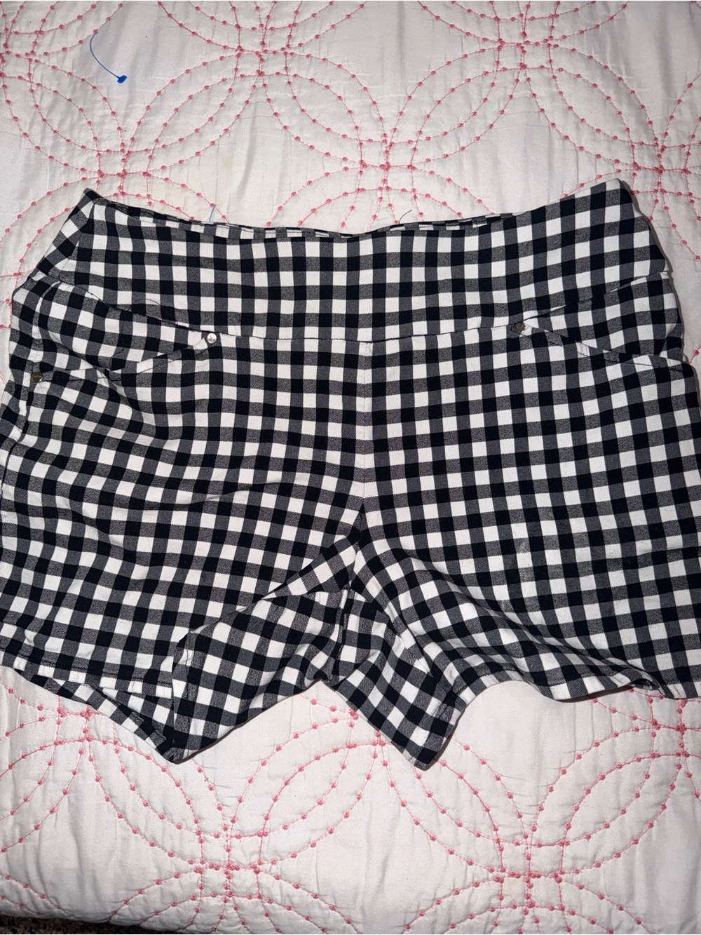 INC International Concepts Black & White Gingham High-Waist Shorts